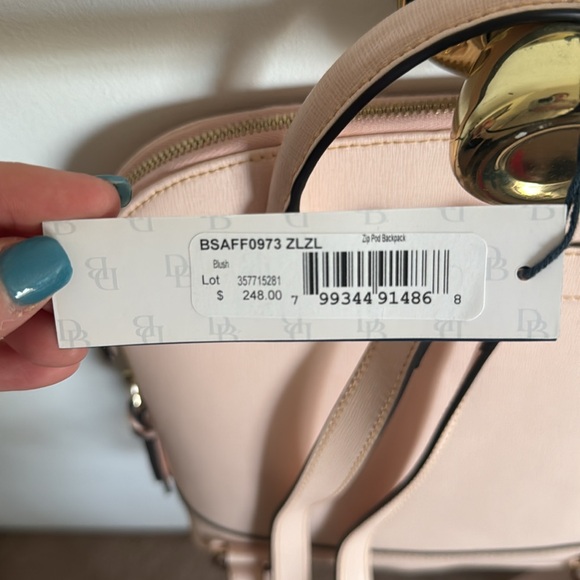 Dooney & Bourke Light Pink Zip Bookbag - Picture 3 of 4